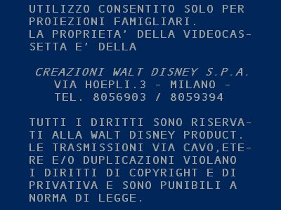Disney warning Italian 1982
