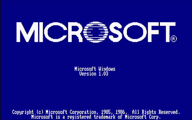 Windows 1.03 startup screen