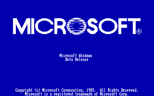 Windows 1.0 Beta Release startup screen