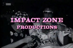 The Impact Zone Productions logo in a pink color seen on the Blossom episode "A Blossom Rockumentary."